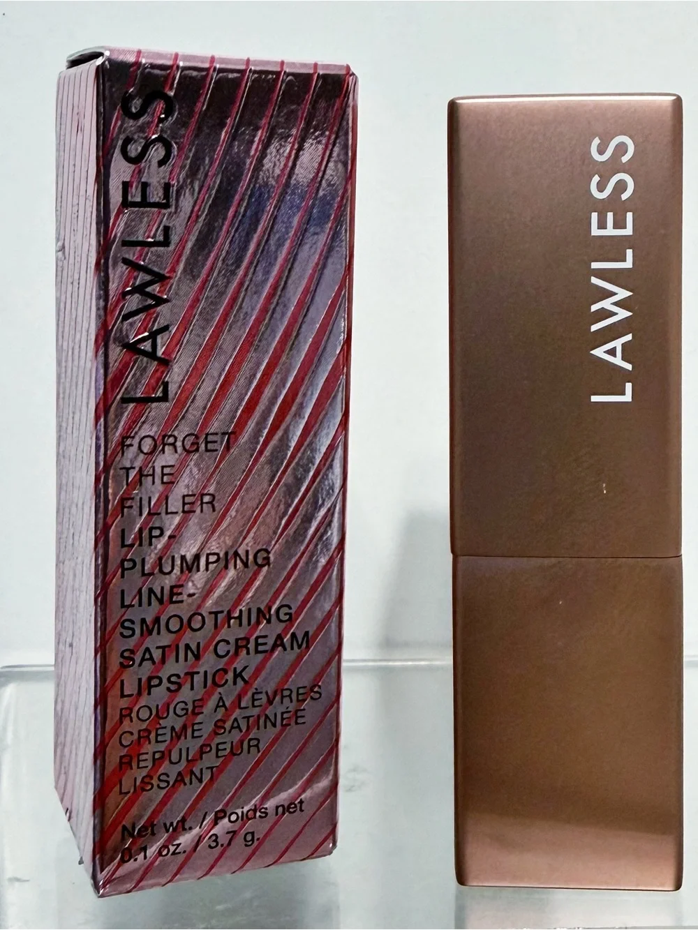 LAWLESS Forget The Filler Lip-Plumping Satin Lipstick PINK SPICE ~ New in Box